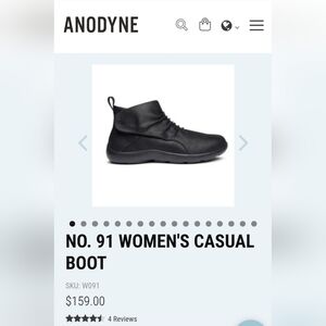 Anodyne Black Ankle Boots  #91 women's sz 8 wide. Velcro closure.  Nwot